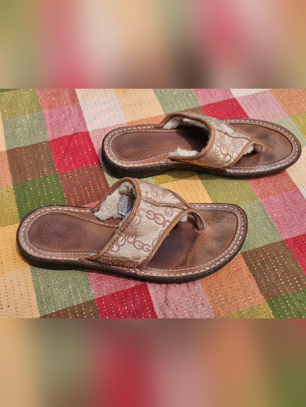 UGG Australia Shearling Lined Flip Flop Sandals Women's Size 7